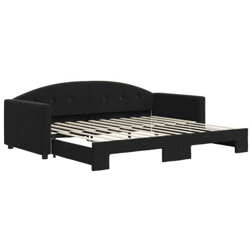 Sofá-cama, Sofá conversível com gavetão 90x200 cm veludo preto Sofá-cama, Sofá conversível com gavetão 90x200 cm veludo preto