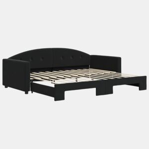 Sofá-cama, Sofá conversível com gavetão 90x200 cm veludo preto