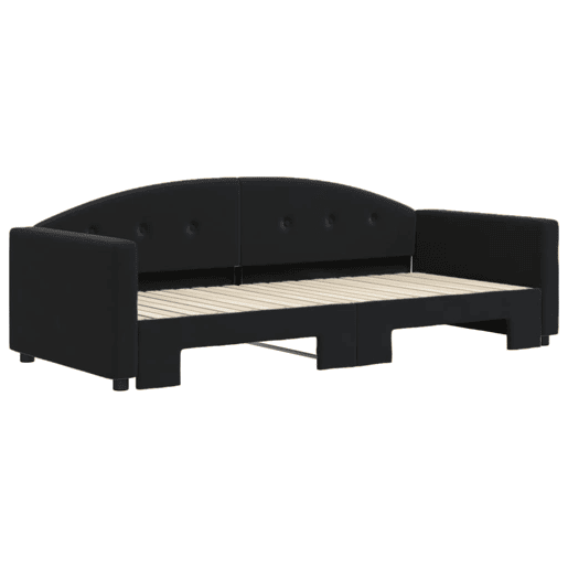 Sofá-cama, Sofá conversível com gavetão 90x200 cm veludo preto Sofá-cama, Sofá conversível com gavetão 90x200 cm veludo preto