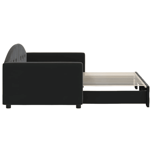 Sofá-cama, Sofá conversível com gavetão 90x200 cm veludo preto Sofá-cama, Sofá conversível com gavetão 90x200 cm veludo preto