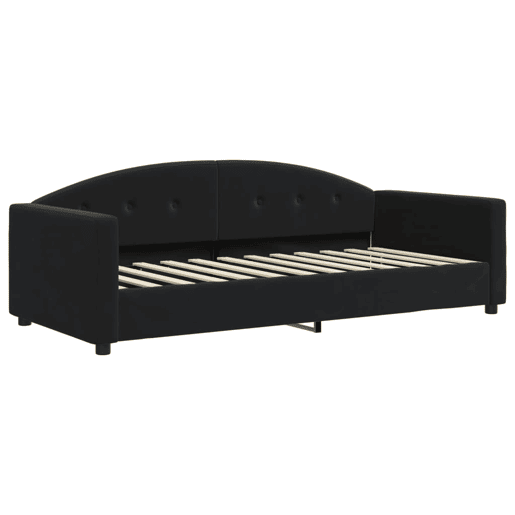 Sofá-cama, Sofá conversível com gavetão 90x200 cm veludo preto Sofá-cama, Sofá conversível com gavetão 90x200 cm veludo preto