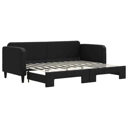 Sofá-cama, Sofá conversível com gavetão 80x200 cm tecido preto Sofá-cama, Sofá conversível com gavetão 80x200 cm tecido preto