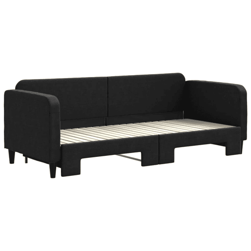 Sofá-cama, Sofá conversível com gavetão 80x200 cm tecido preto Sofá-cama, Sofá conversível com gavetão 80x200 cm tecido preto