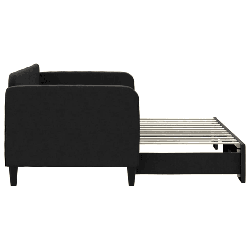 Sofá-cama, Sofá conversível com gavetão 80x200 cm tecido preto Sofá-cama, Sofá conversível com gavetão 80x200 cm tecido preto
