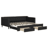 Sofá-cama, Sofá conversível com gavetão e gavetas 90x190 cm tecido preto