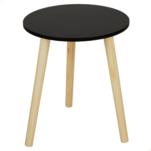 Max Home Mesa lateral redonda de madeira preta D35x40 cm