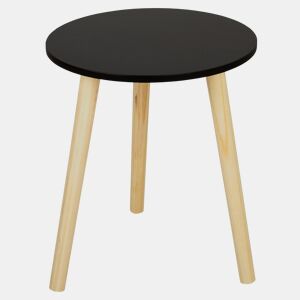 Max Home Mesa lateral redonda de madeira preta D35x40 cm
