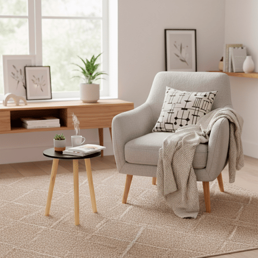 Max Home Mesa lateral redonda de madeira preta D35x40 cm