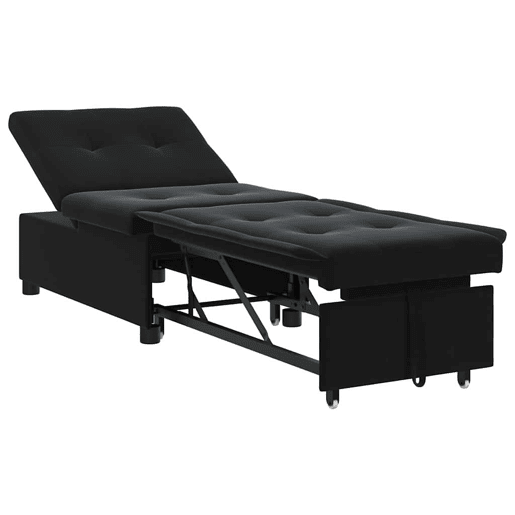 Sofá-cama, Sofá conversível Preto 67 x 194 x 38 cm Veludo