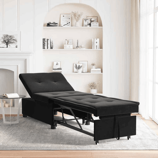 Sofá-cama, Sofá conversível Preto 67 x 194 x 38 cm Veludo