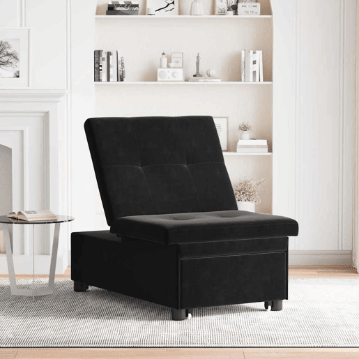 Sofá-cama, Sofá conversível Preto 67 x 194 x 38 cm Veludo
