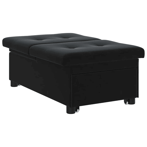 Sofá-cama, Sofá conversível Preto 67 x 194 x 38 cm Veludo