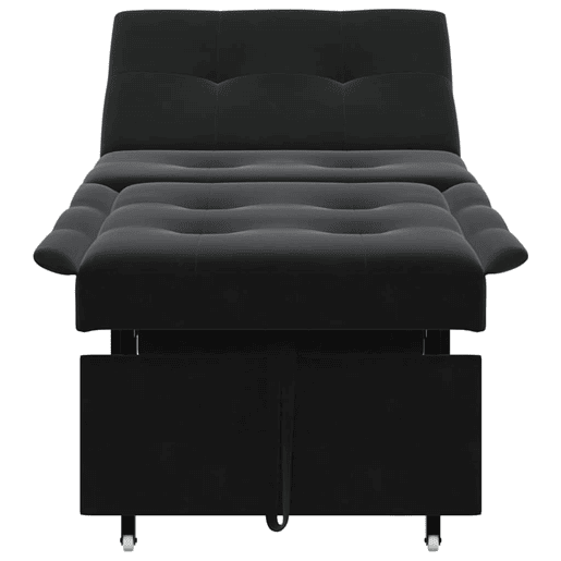 Sofá-cama, Sofá conversível Preto 67 x 194 x 38 cm Veludo