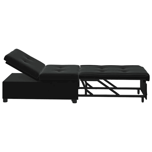 Sofá-cama, Sofá conversível Preto 67 x 194 x 38 cm Veludo