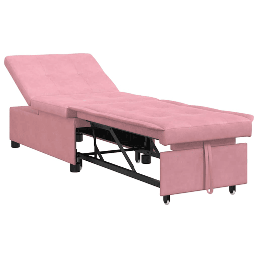 Sofá-cama, Sofá conversível Rosa 67 x 194 x 38 cm Veludo