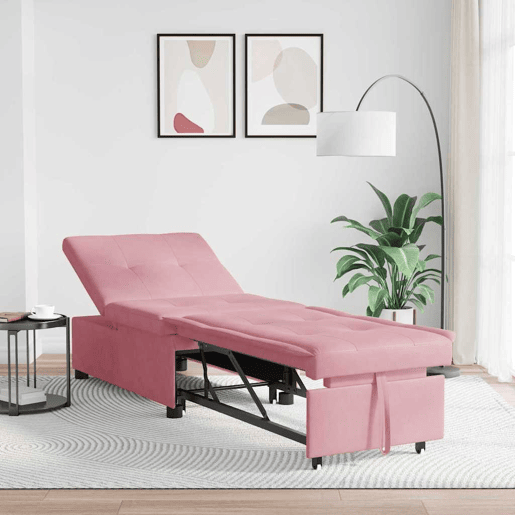 Sofá-cama, Sofá conversível Rosa 67 x 194 x 38 cm Veludo