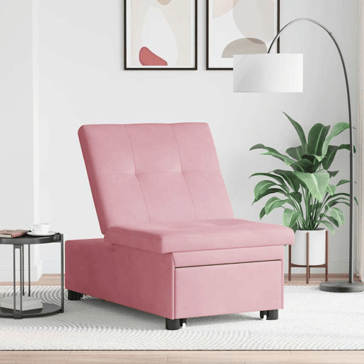 Sofá-cama, Sofá conversível Rosa 67 x 194 x 38 cm Veludo