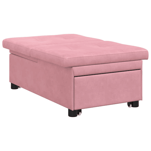 Sofá-cama, Sofá conversível Rosa 67 x 194 x 38 cm Veludo