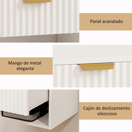 HOMCOM Conjunto de 2 Mesas de Cabeceira Flutuantes Estreitas Mesas de Cabeceira para Quarto com Gaveta com Frente Canelada e Prateleira Aberta 40x34x29 cm Branco