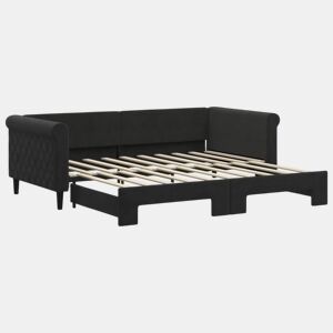 Sofá-cama, Sofá conversível com gavetão 90x190 cm veludo preto