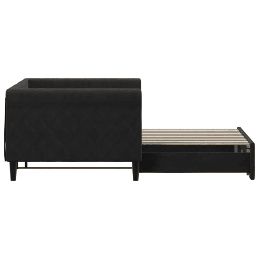 Sofá-cama, Sofá conversível com gavetão 90x190 cm veludo preto
