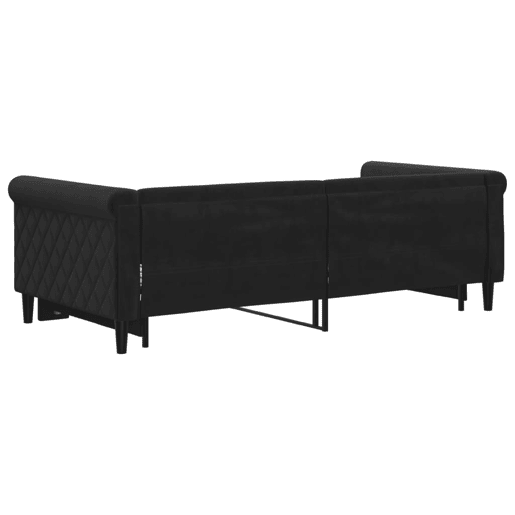 Sofá-cama, Sofá conversível com gavetão 90x190 cm veludo preto
