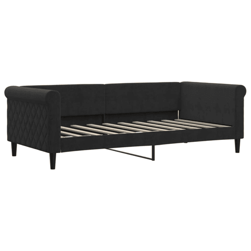 Sofá-cama, Sofá conversível com gavetão 90x190 cm veludo preto
