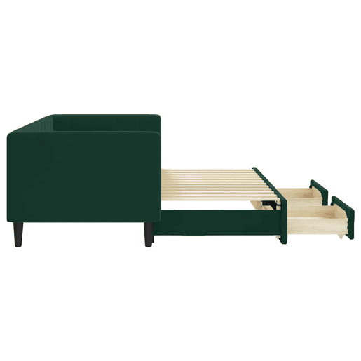Sofá-cama, Sofá conversível c gavetão e gavetas 80x200cm veludo verde-escuro Sofá-cama, Sofá conversível c gavetão e gavetas 80x200cm veludo verde-escuro