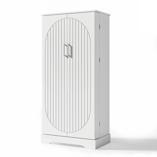 Aparador 60x35x128 cm - multifuncional com luz LED, prateleiras ajustáveis, portas duplas - branco