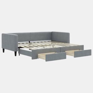 Sofá-cama, Sofá conversível c gavetão e gavetas 90x200 cm tecido cinzento-claro