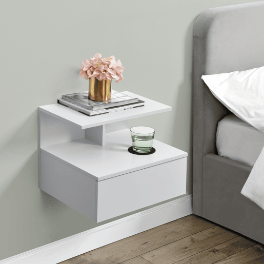 Mesa de cabeceira de parede Amberg com gaveta 40x35x31cm Branco en.casa