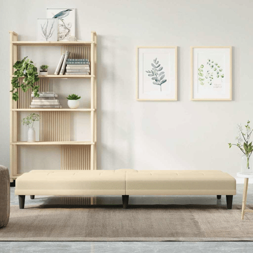 Sofá-cama, Sofá conversível com suportes para copos tecido cor creme