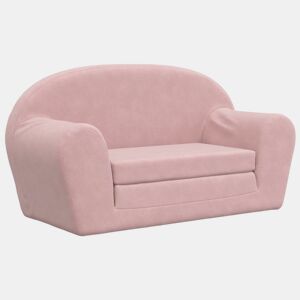 Sofá-cama infantil - Sofá para criança de 2 lugares pelúcia macia rosa