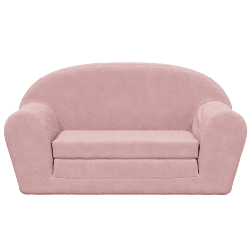 Sofá-cama infantil - Sofá para criança de 2 lugares pelúcia macia rosa