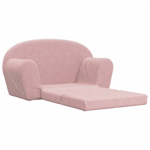 Sofá-cama infantil - Sofá para criança de 2 lugares pelúcia macia rosa