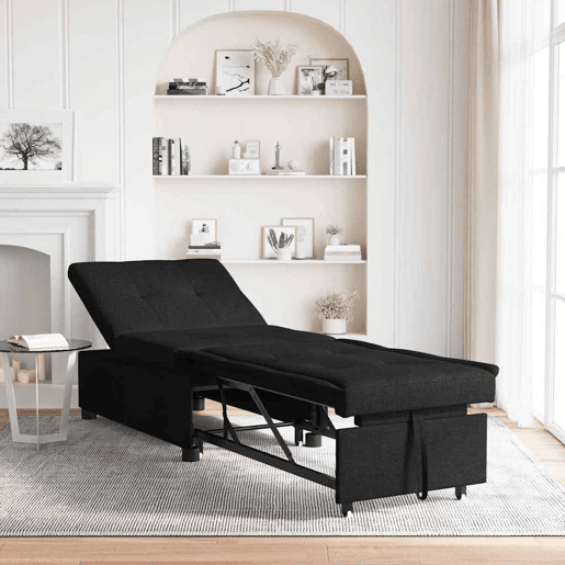 Sofá-cama, Sofá conversível Preto 194 x 67 x 37 cm tecido