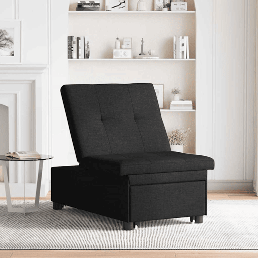 Sofá-cama, Sofá conversível Preto 194 x 67 x 37 cm tecido