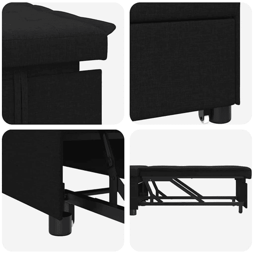 Sofá-cama, Sofá conversível Preto 194 x 67 x 37 cm tecido