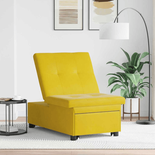 Sofá-cama, Sofá conversível Amarelo 67 x 194 x 38 cm Veludo