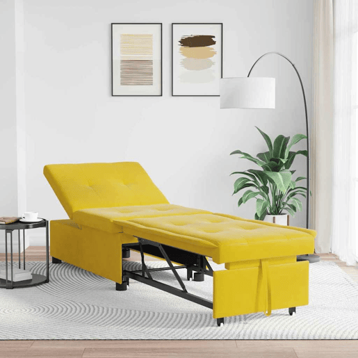 Sofá-cama, Sofá conversível Amarelo 67 x 194 x 38 cm Veludo