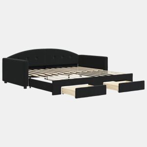 Sofá-cama, Sofá conversível com gavetão e gavetas 100x200 cm veludo preto