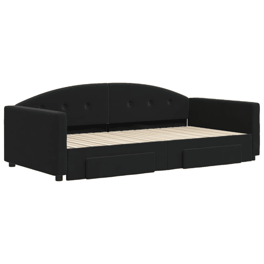 Sofá-cama, Sofá conversível com gavetão e gavetas 100x200 cm veludo preto