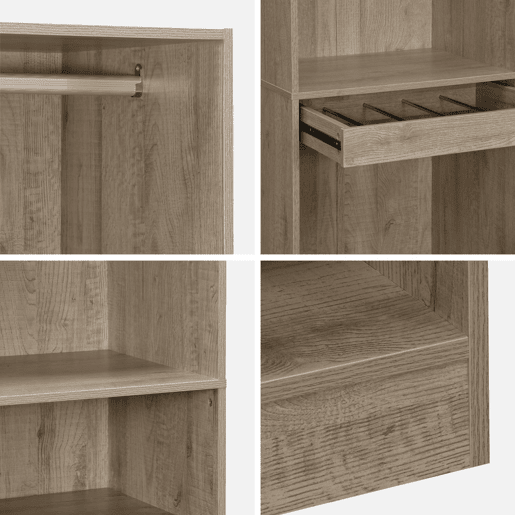 Kit de roupeiro modular com 2 elementos, Modulo, Natural, 120x45x180 cm