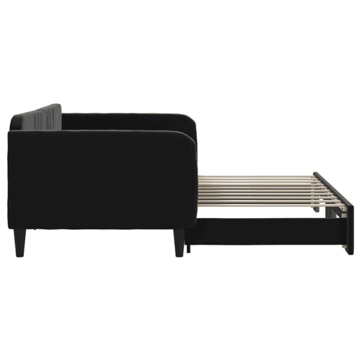 Sofá-cama, Sofá conversível com gavetão 90x190 cm veludo preto Sofá-cama, Sofá conversível com gavetão 90x190 cm veludo preto