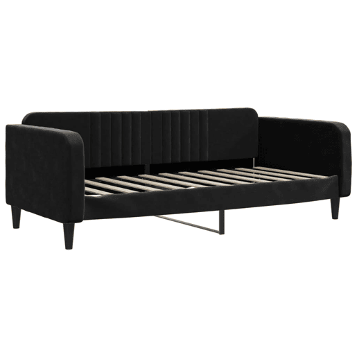 Sofá-cama, Sofá conversível com gavetão 90x190 cm veludo preto Sofá-cama, Sofá conversível com gavetão 90x190 cm veludo preto