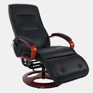 Poltrona de relaxamento com função de massagem de 8 pontos e 5 níveis de intensidade feita de PVC preto 04_0006383