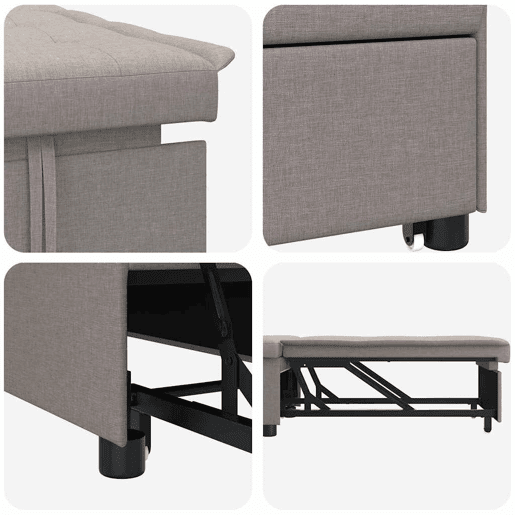 Sofá-cama, Sofá conversível Cinzento-acastanhado 194 x 67 x 37 cm tecido