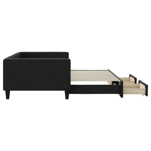 Sofá-cama, Sofá conversível com gavetão e gavetas 100x200 cm tecido preto