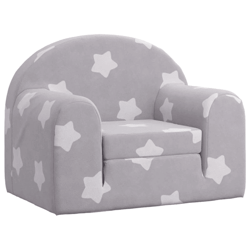 Sofá-cama infantil c estrelas pelúcia macia cinzento-claro