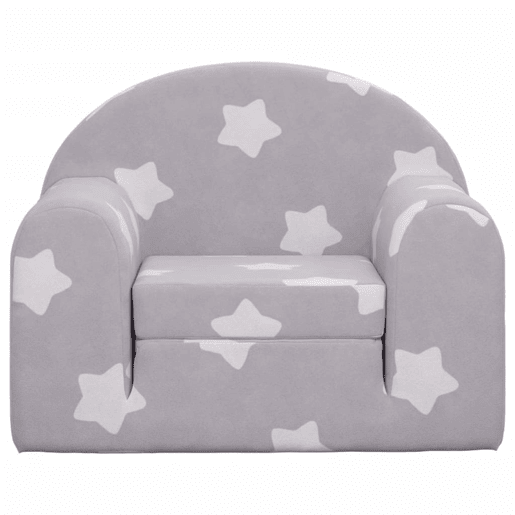 Sofá-cama infantil c estrelas pelúcia macia cinzento-claro